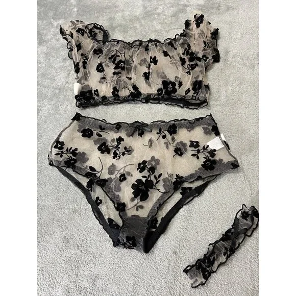 Sexy Women Lingerie 3 Piece Small Bra Panty Teddy Babydoll Nightwear Underwear - Picture 3 of 4